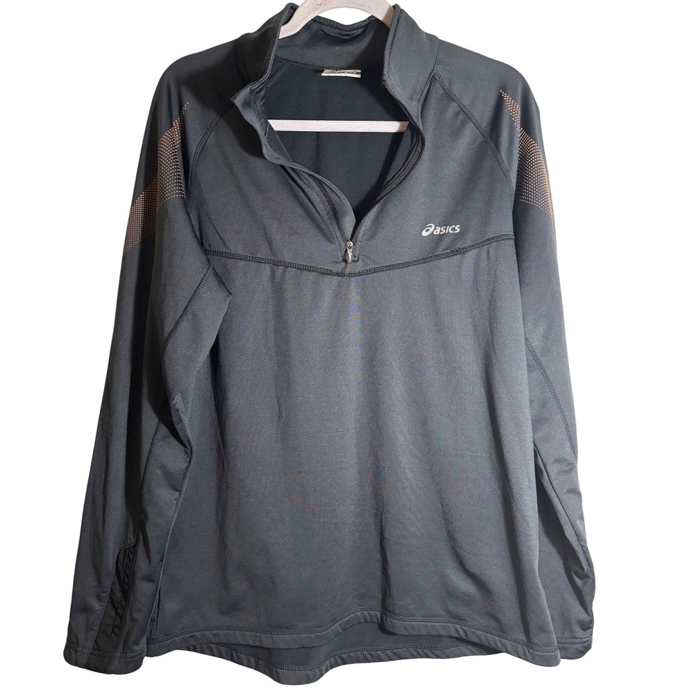 Asics Sport‎ Half Zip Pullover Athletic Shirt Motion Dry Tech Gray Size M